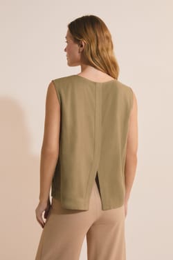 Sleeveless Top with Linen;${refinementColor}