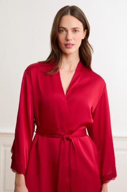 Satin Dressing Gown With Lace Details;${refinementColor}