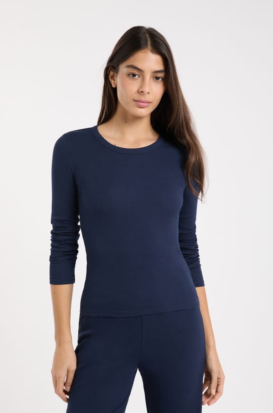 T-shirt de pyjama col rond avec coton;${refinementColor}