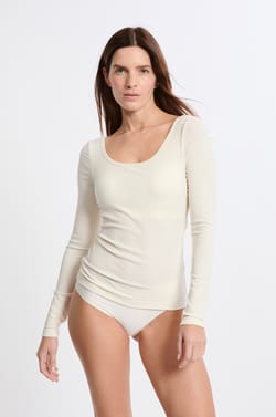 T-shirt manches longues col danseuse avec brassière intégrée;${refinementColor}