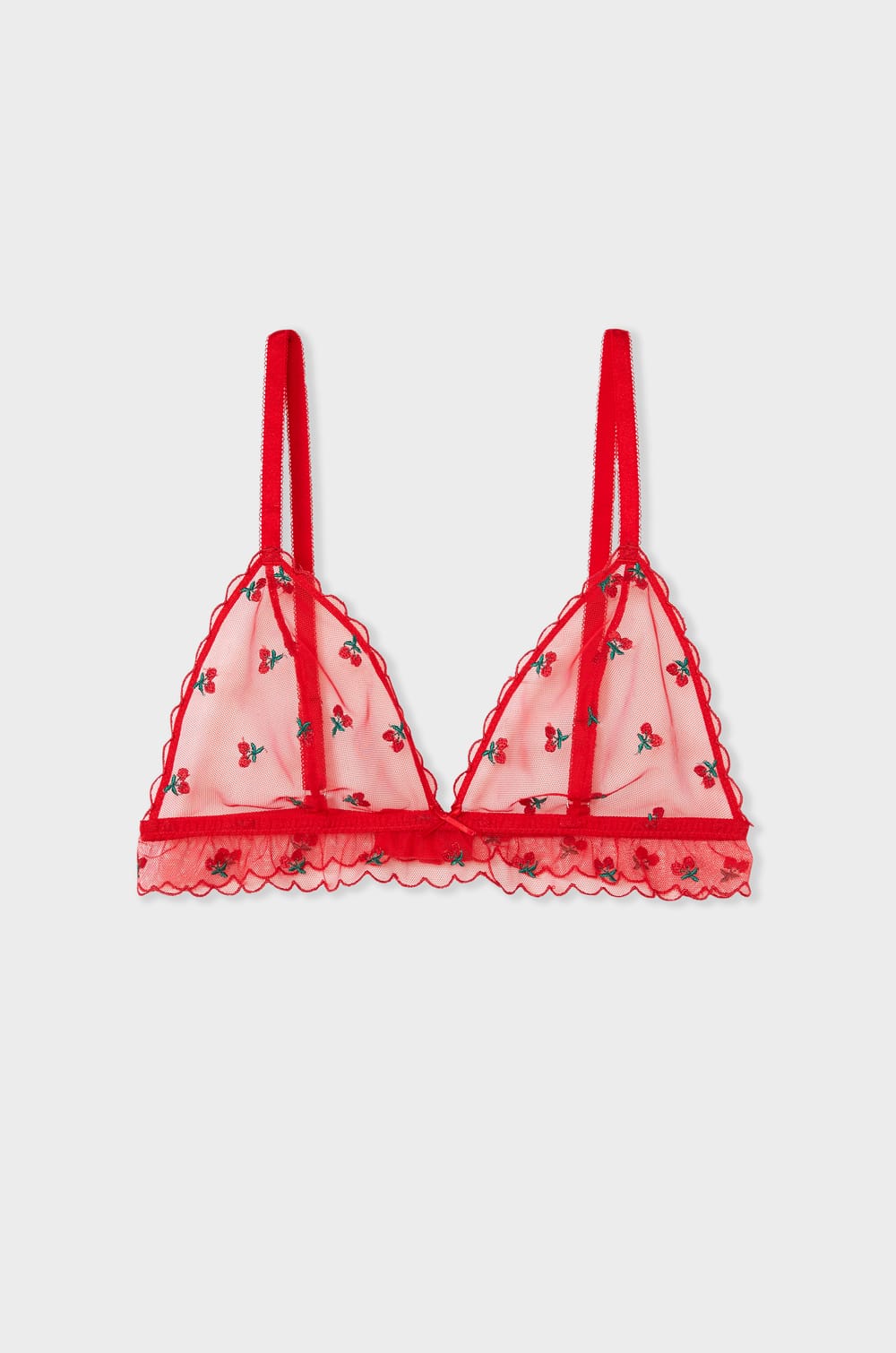 Wireless Triangle Bra with Strawberry Embroidery;${refinementColor}