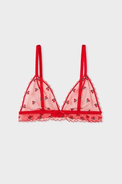 Wireless Triangle Bra with Strawberry Embroidery;${refinementColor}