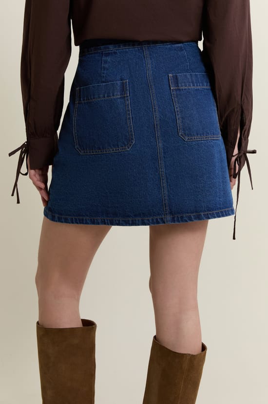 Jupe en jean boutonn&eacute;e;${refinementColor}