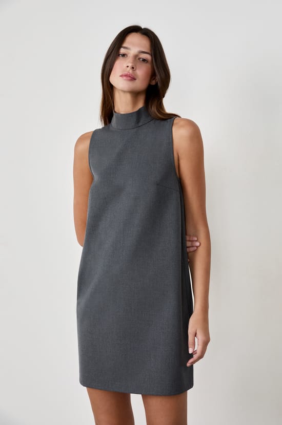 High Neck Straight Dress;${refinementColor}
