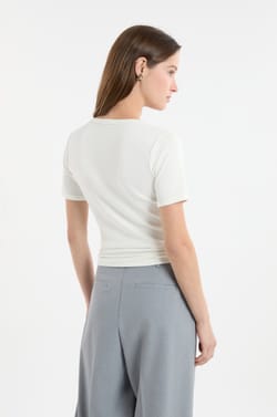 V-neck T-shirt with modal cotton;${refinementColor}