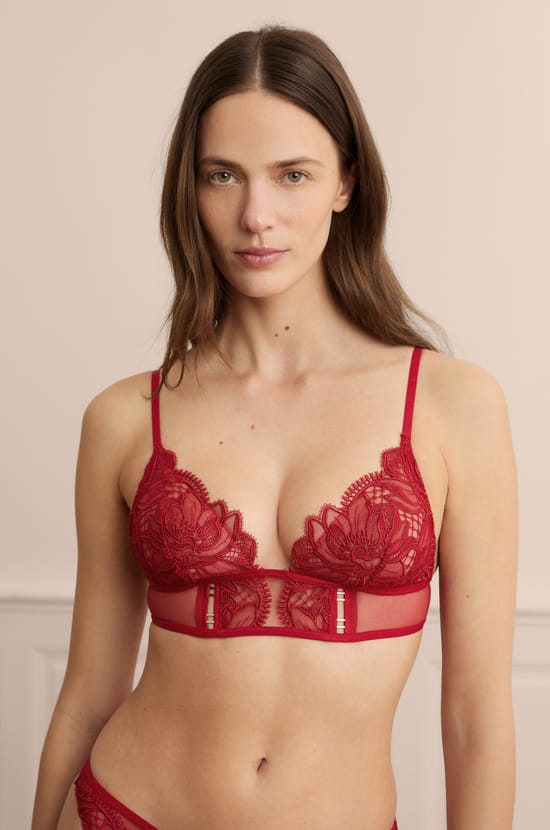 Bustier Bra in Guipure Lace;${refinementColor}