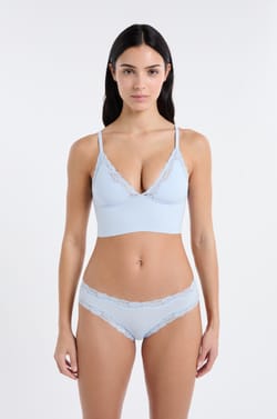 Soutien-gorge triangle en microfibre et dentelle;${refinementColor}