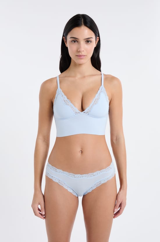 Soutien-gorge triangle en microfibre et dentelle;${refinementColor}