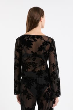 Top transparent à motif floral;${refinementColor}