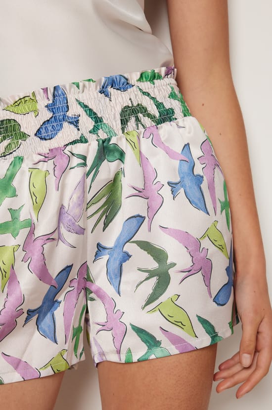 Bird Pattern Shorts;${refinementColor}