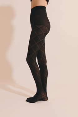 Collant opaque &agrave; motifs losanges - 60 Deniers ;${refinementColor}