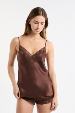 Silk Camisole with Lace Details;${refinementColor}