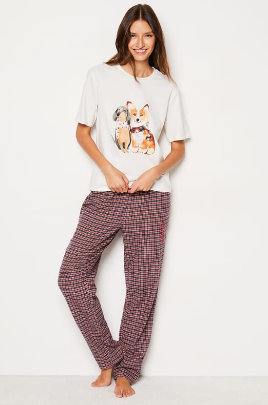 Pantalon de pyjama à carreaux Corgi;${refinementColor}