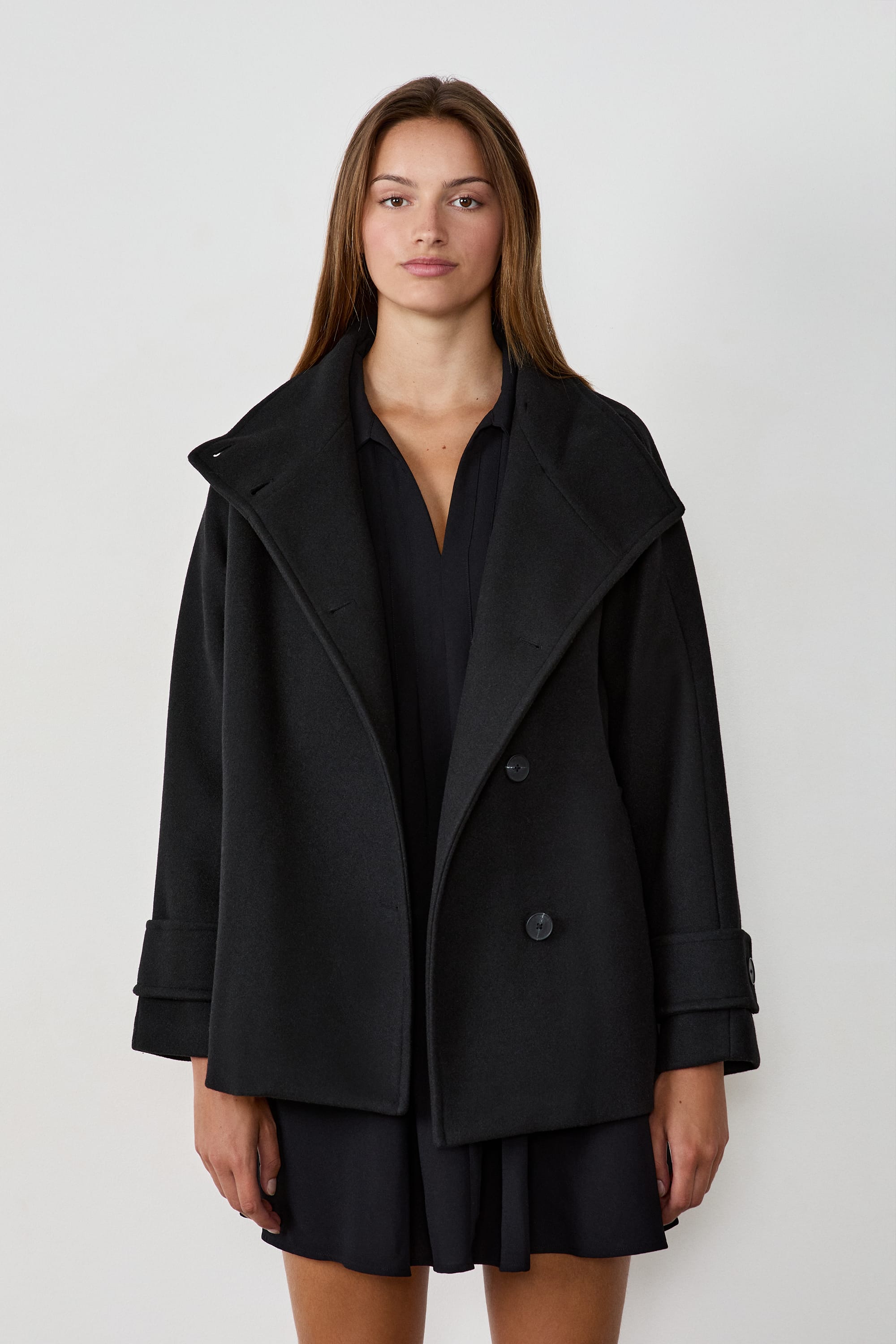 Manteau Mi-long Femme En Laine - Col à Revers élégant - Coupe Décontractée Pour Bureau Et Vacances - Café, Gris, Rose - 3