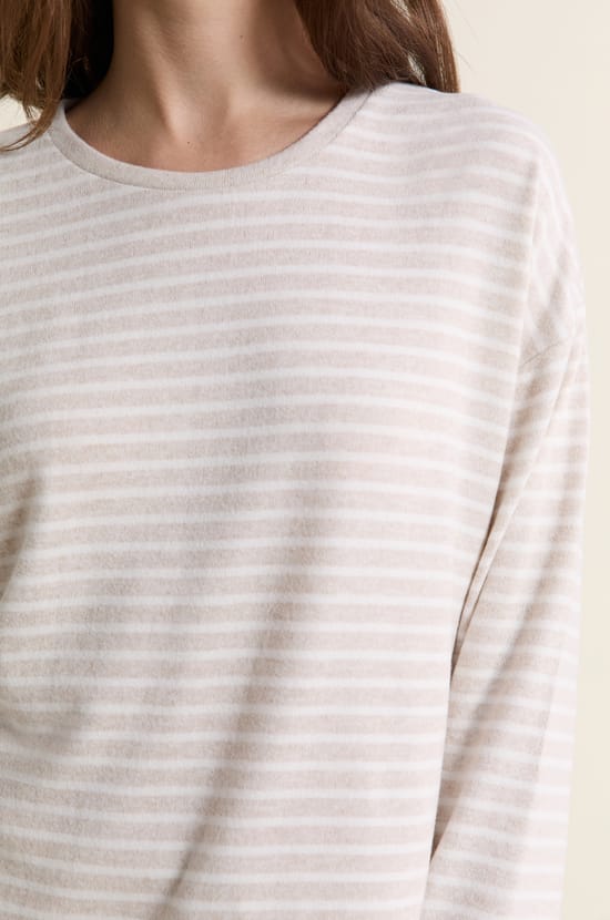 Sweatshirt de pyjama &agrave; rayures;${refinementColor}