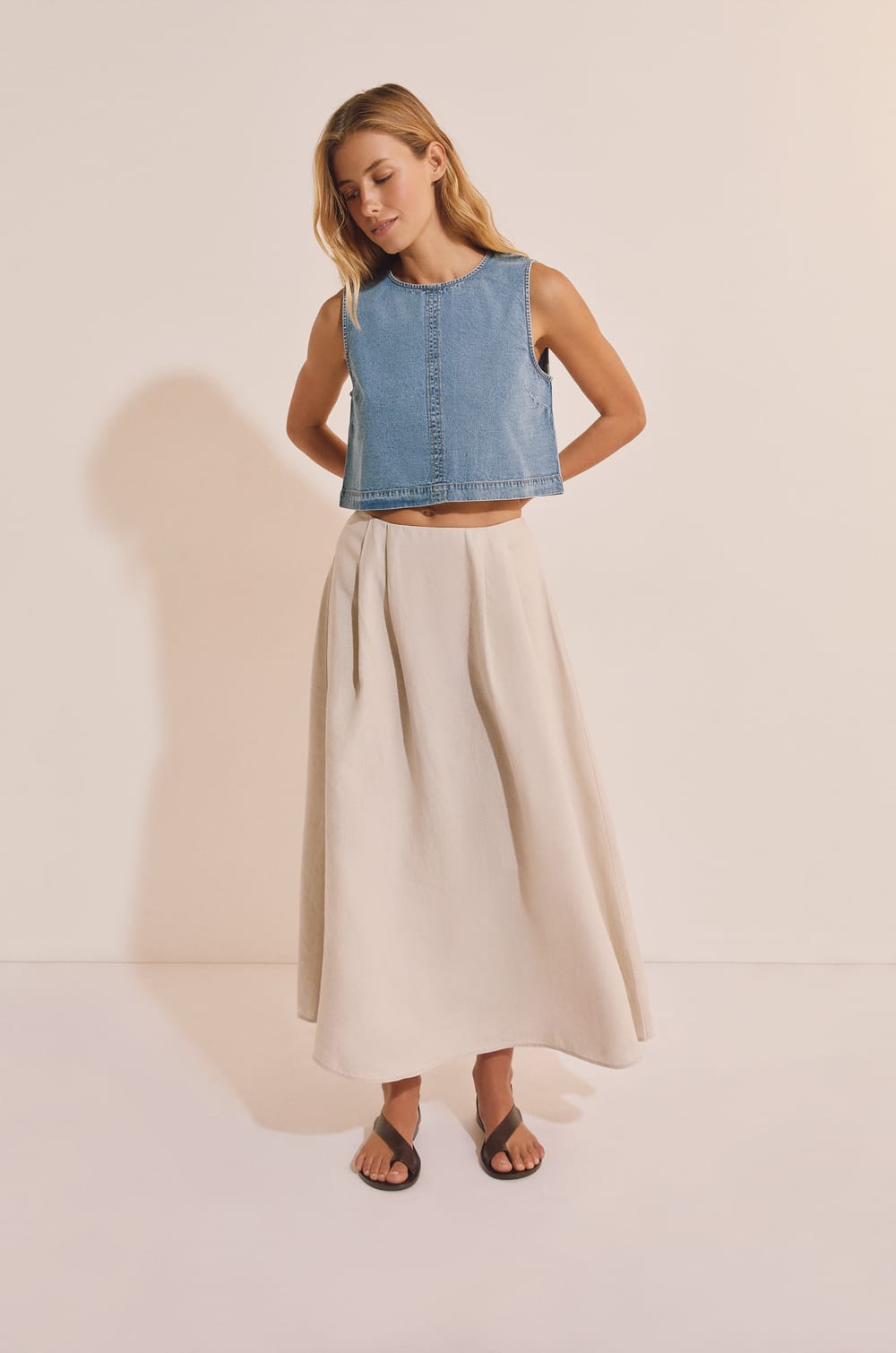 Jupe longue en lin;${refinementColor}