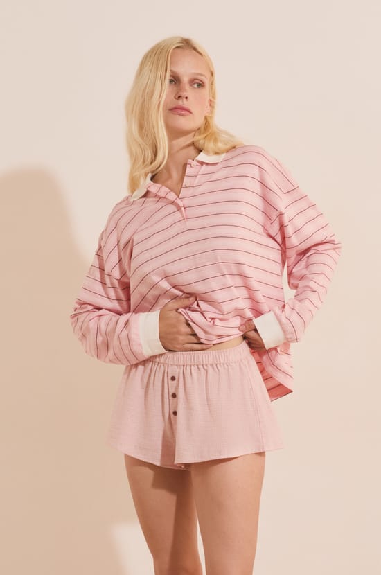 Short de pyjama &agrave; carreaux en coton;${refinementColor}