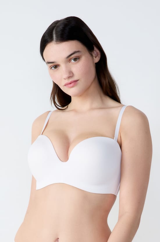 Bandeau microfibre bretelles amovibles, bonnet D;${refinementColor}
