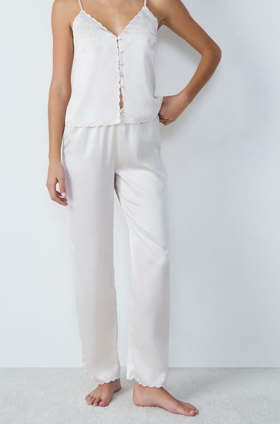 Pantalon de pyjama satiné;${refinementColor}