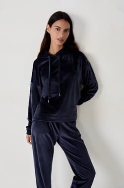 Sweatshirt à capuche effet velours;${refinementColor}