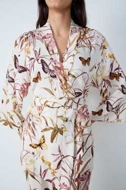 Floral Print Robe;${refinementColor}