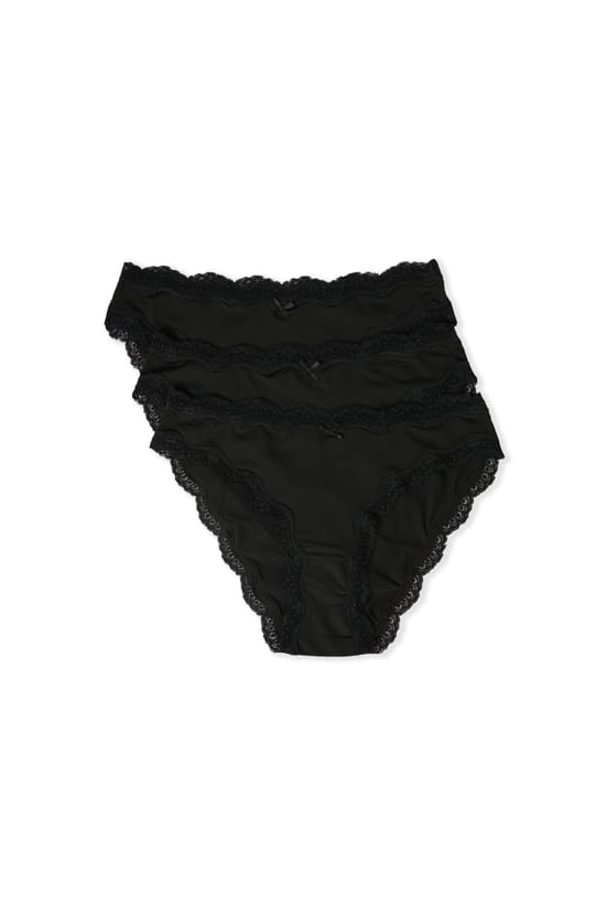 Pack of 3 Cotton and Lace Briefs;${refinementColor}