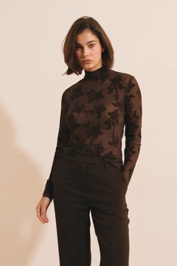 T-shirt manches longues transparent &agrave; motifs;${refinementColor}