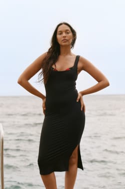 Vestido midi con abertura;${refinementColor}