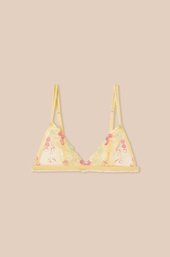 Soutien-gorge triangle avec motifs fruits brod&eacute;s;${refinementColor}