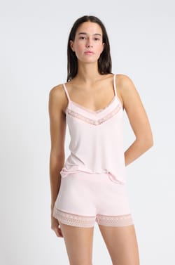 Pyjama shorts with lace details;${refinementColor}