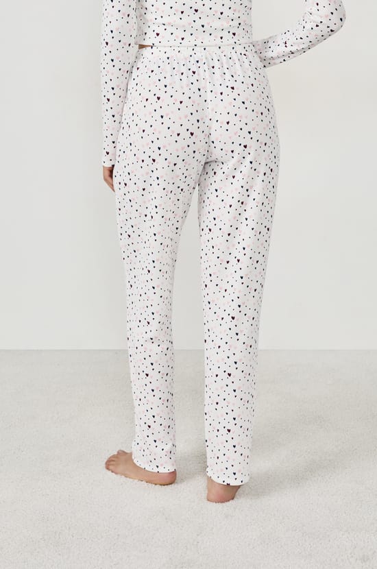 Pantalon de pyjama à imprimé cœurs;${refinementColor}