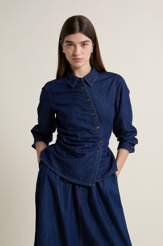 Chemise en jean style cache-coeur;${refinementColor}