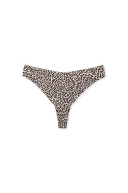 Tanga de microfibra sin costuras con estampado de leopardo;${refinementColor}