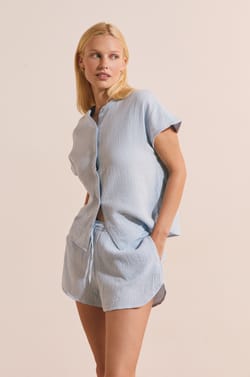Short de pyjama en gaze de coton;${refinementColor}