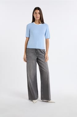 Round Neck Sweater in Fine Knit;${refinementColor}