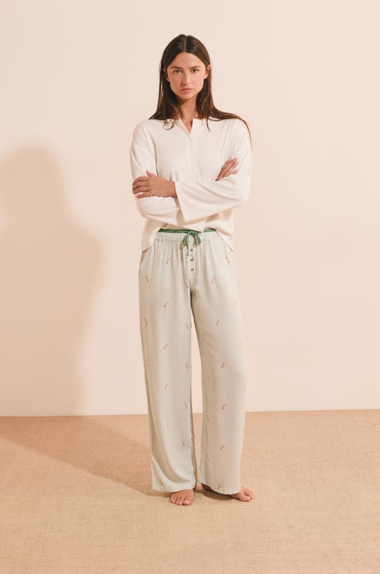 Pantalon de pyjama &agrave; rayures avec motifs chiens;${refinementColor}