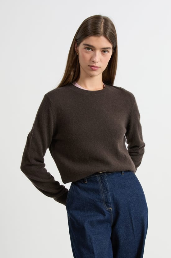 Pull col rond en cachemire;${refinementColor}