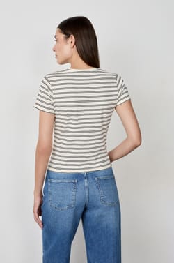 Playera de algodón a rayas de manga corta;${refinementColor}