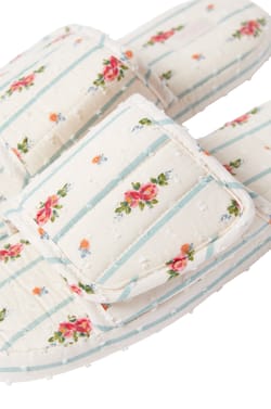 Chaussons tongs en coton &agrave; motifs fleurs;${refinementColor}