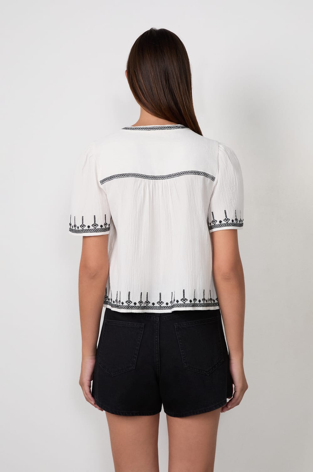 Embroidered cotton blouse;${refinementColor}