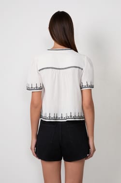 Embroidered cotton blouse;${refinementColor}