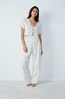 Pajama Pants With Floral Pattern;${refinementColor}