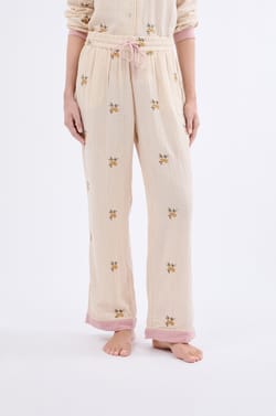 Pantalon de pyjama à motifs en coton;${refinementColor}
