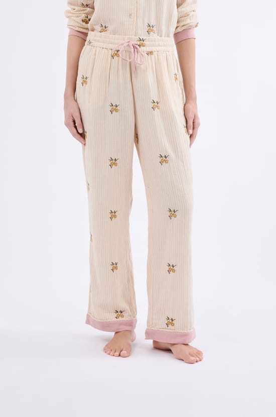 Pantalon de pyjama à motifs en coton;${refinementColor}