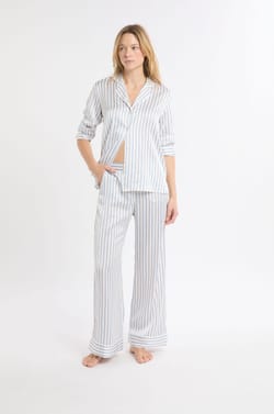 Pantalon de pyjama à rayures en satin;${refinementColor}