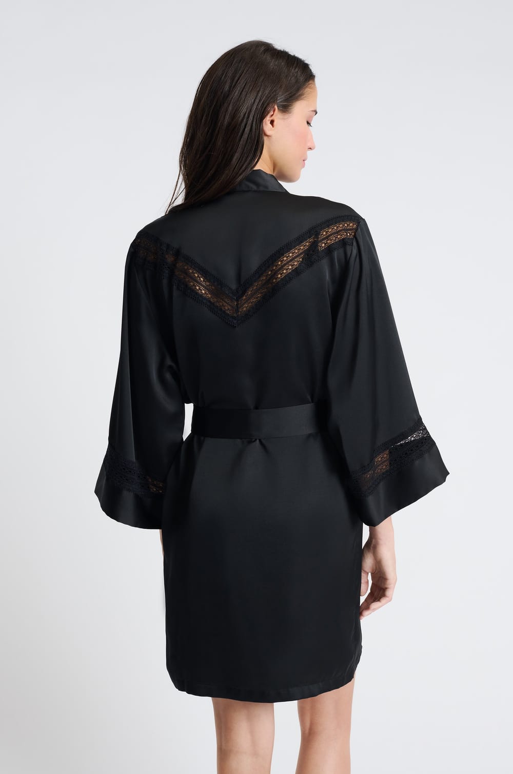 Satin Robe with Lace Details;${refinementColor}