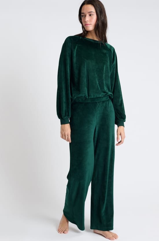 Pantalon de pyjama en velours;${refinementColor}