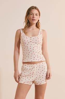 D&eacute;bardeur de pyjama en coton pointelle;${refinementColor}