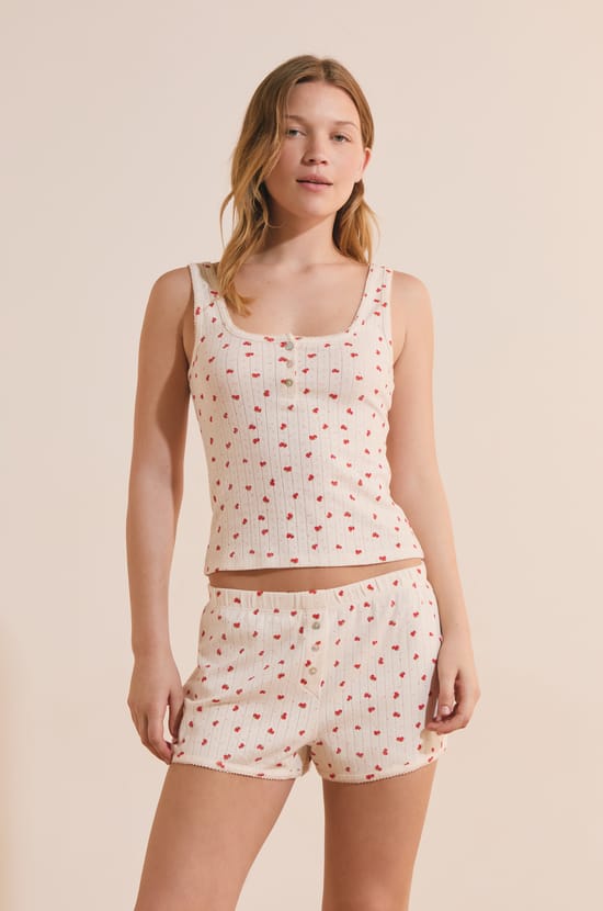 D&eacute;bardeur de pyjama en coton pointelle;${refinementColor}