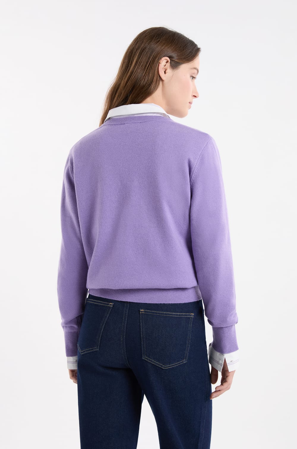 V-neck Sweater with Wool;${refinementColor}